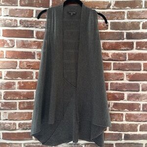 Eileen Fisher 100% Wool Open Front Cardigan Vest in Grey, Size Small